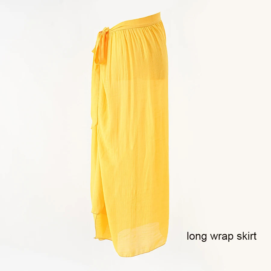 Simple Pure Color Chiffon Beach Bikini Cover Ups Swimwear Women Summer Sun Protection Cardigan Leisure Travel Cape Long