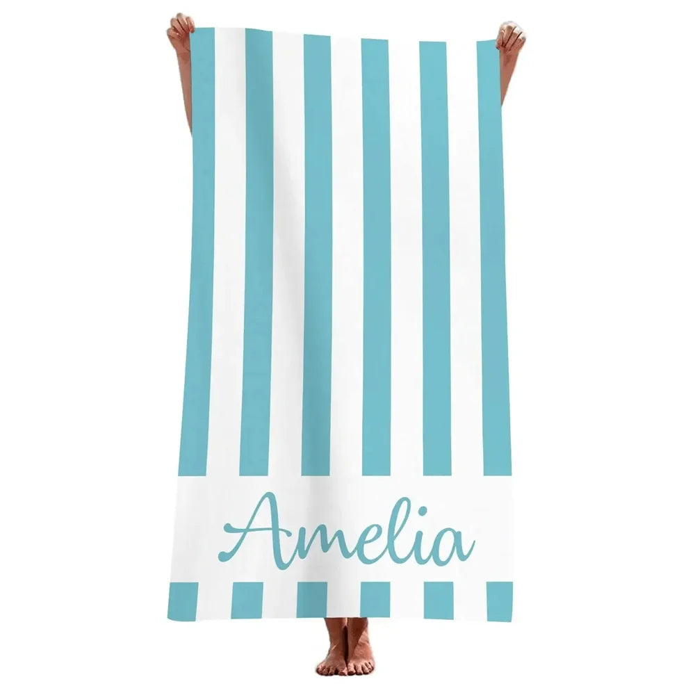 Striped Beach Towels Custom Name Beach Towel 3d Printed Microfiber Beach Towel Water Absorbing Personalized Bath Towel
