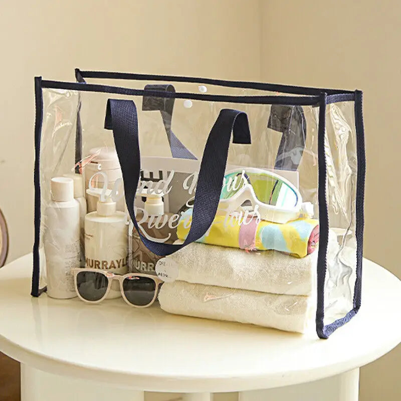 New Summer Women Fashion Clear Pvc Storage Bag Versatile Tote Bag Shoulder Bag For Swim Storage Shopping Waterproof Beach Bag