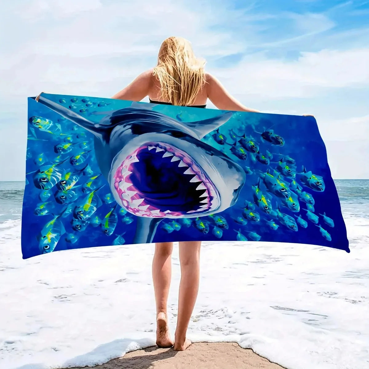 Dolphin Print Microfiber Beach Towel, Soft Absorbent Pool Towel, Sand-proof Swimming Towel, Beach Essentials, Travel Supplies
