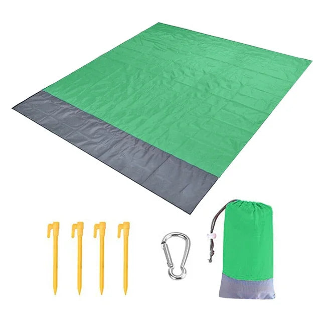 2x2.1m Waterproof Pocket Beach Mat Blanket Folding Camping Mattress Portable Lightweight Mat Outdoor Picnic Mat Sand Beach Towel