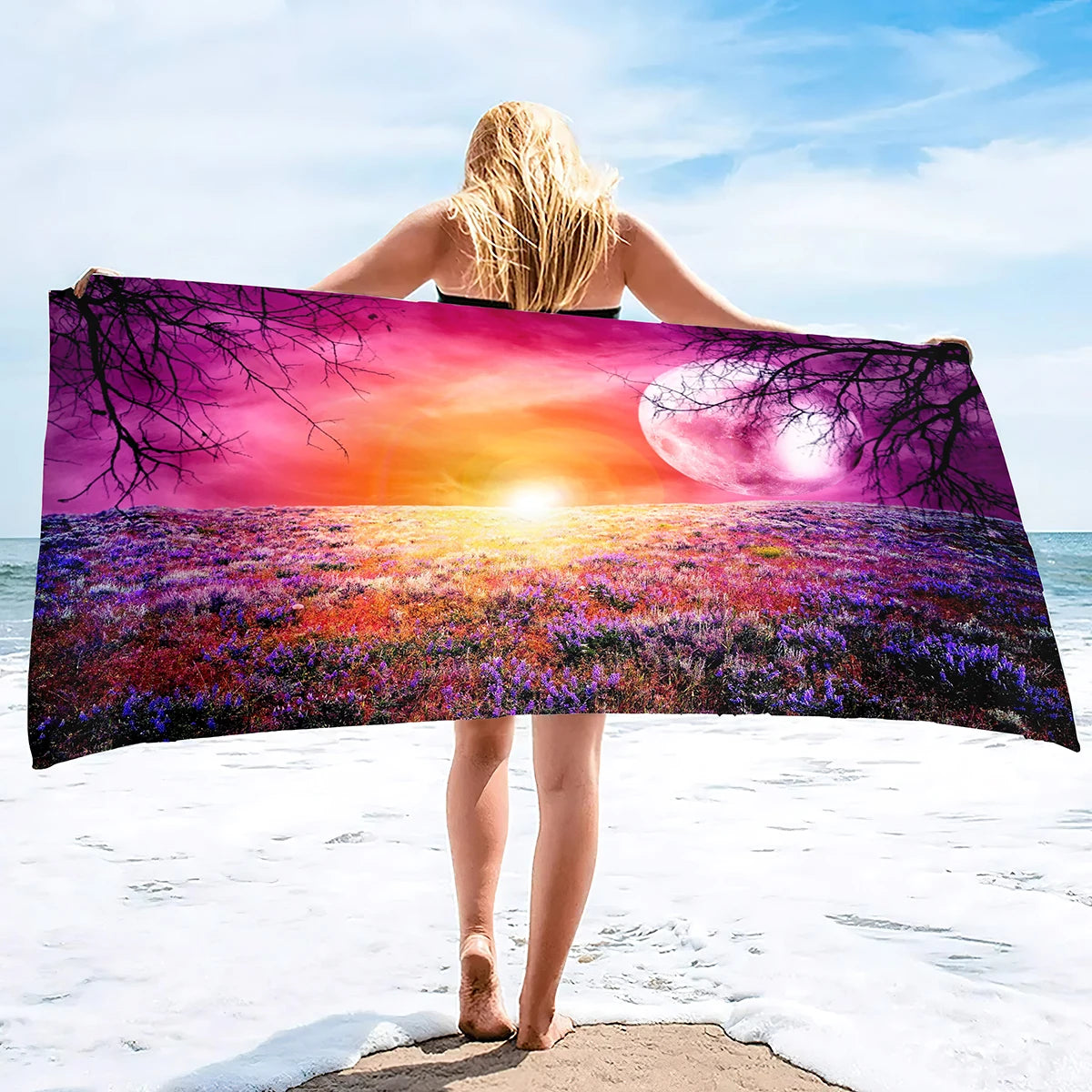 Sun Print Microfiber Beach Towel  Summer Bath Pool Towels Sand Proof Quick Dry Oversized  Accessories for Adults Kids