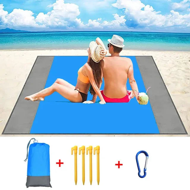 2x2.1m Waterproof Pocket Beach Mat Blanket Folding Camping Mattress Portable Lightweight Mat Outdoor Picnic Mat Sand Beach Towel