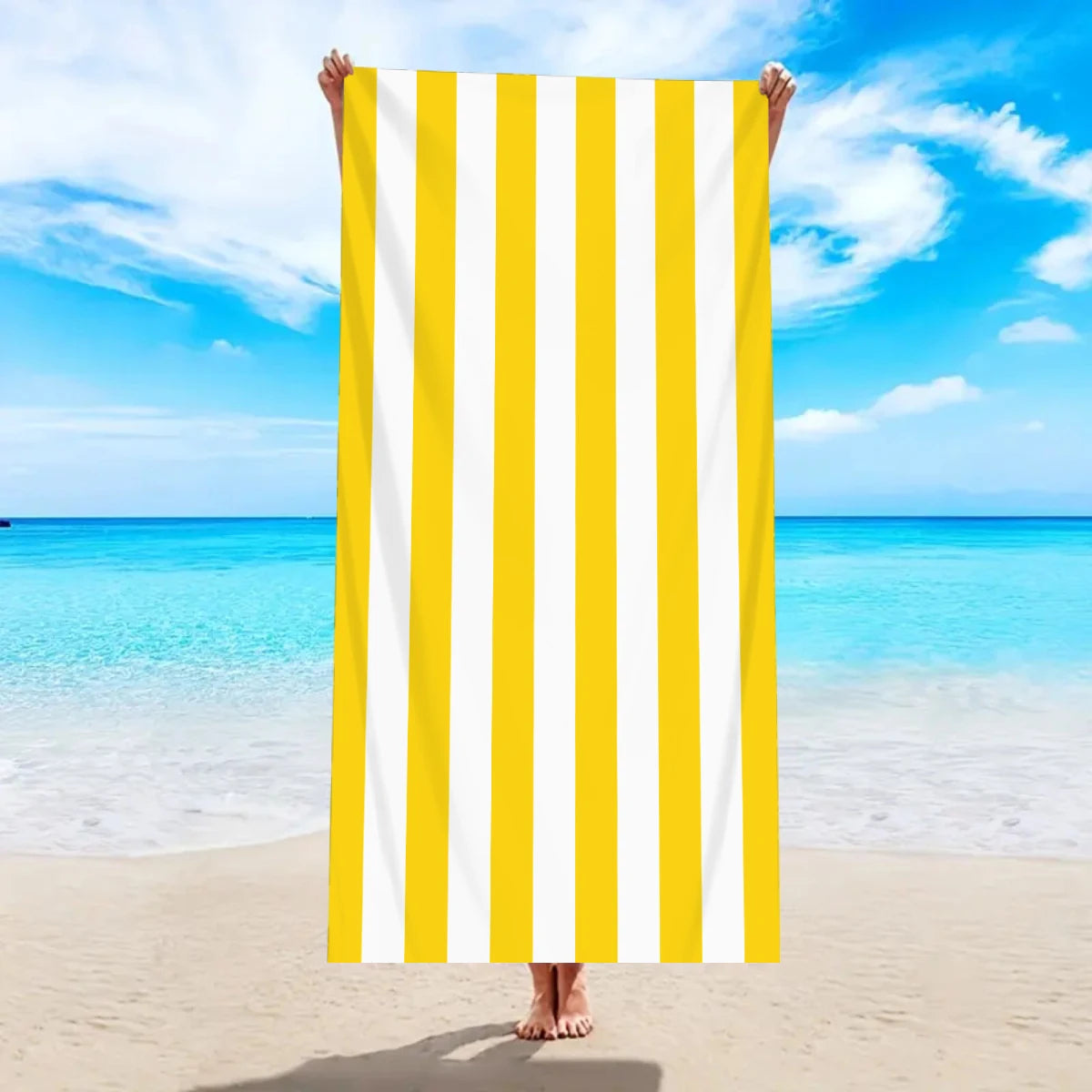 1pc Minimally striped beach towel, ultra-fine fiber quick drying absorbent towel, beach swimming vacation beach towel