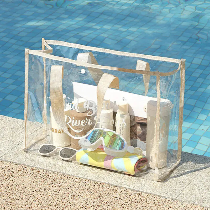New Summer Women Fashion Clear Pvc Storage Bag Versatile Tote Bag Shoulder Bag For Swim Storage Shopping Waterproof Beach Bag