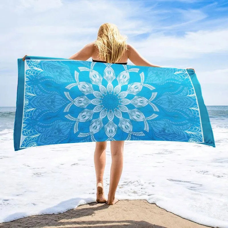 DIZETION Absorbent and Quick-drying Beach Towel Microfiber Yoga Swimming Beach Towel Printed Seaside Bath Towel 70*140CM