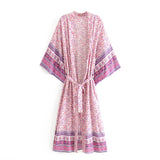 Bohemian Printed Bikini Cover-ups Green Tunic Long Kimono Cardigan Plus Size 2023 Women Beach Wear Swim Suit Cover Up A155