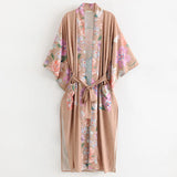 Bohemian Printed Bikini Cover-ups Green Tunic Long Kimono Cardigan Plus Size 2023 Women Beach Wear Swim Suit Cover Up A155
