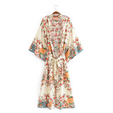 Bohemian Printed Bikini Cover-ups Green Tunic Long Kimono Cardigan Plus Size 2023 Women Beach Wear Swim Suit Cover Up A155