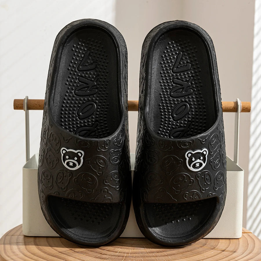 Women's Slippers Printting Cute Bear Cartoon Sandals Summer Indoor Soft Wear-resistant Anti-slip Lightness Couple Leisure Shoes