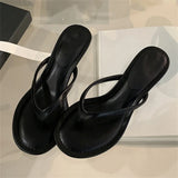 Eilyken Summer Fashion Thin Low Heels Slippers Women Round Clip Toe Beach Casual Sandals Flip Flops Shoes Zapatos De Mujer