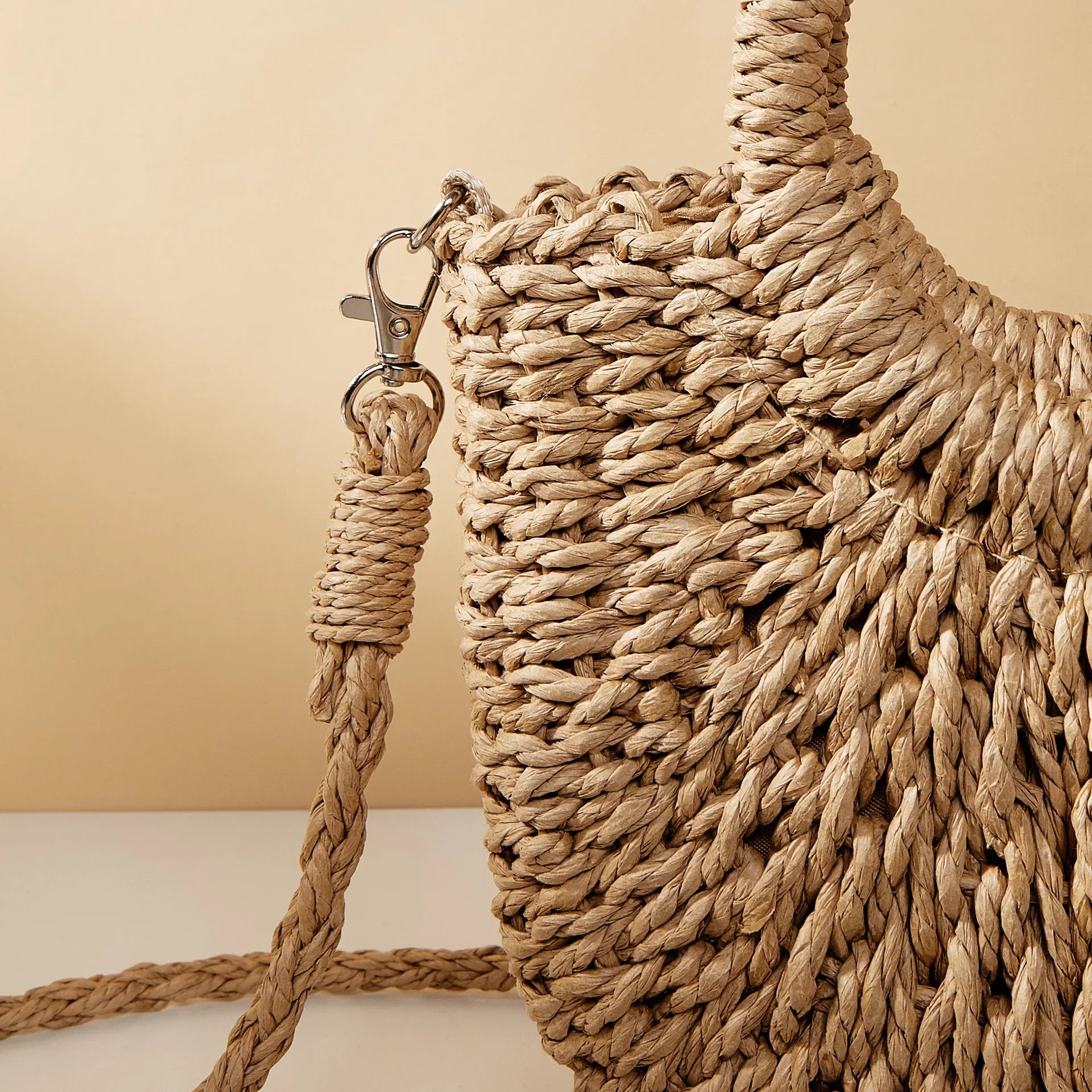 Handwoven Straw Rattan Half-Moon Beach Handbag Large Capacity Women Summer Hollow Out Crossbody Shoulder Bag  crossbody bags