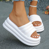 Hot Pink Chunky Platform Slippers Women Summer 2024 Thick Bottom Wedge Heels Sandals for Woman Non Slip Outdoor Flip Flops Mujer