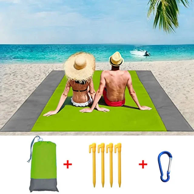 2x2.1m Waterproof Pocket Beach Mat Blanket Folding Camping Mattress Portable Lightweight Mat Outdoor Picnic Mat Sand Beach Towel