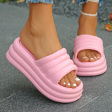 Hot Pink Chunky Platform Slippers Women Summer 2024 Thick Bottom Wedge Heels Sandals for Woman Non Slip Outdoor Flip Flops Mujer