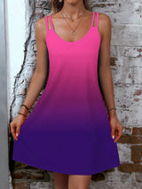 Crew-neck two-belt dress Resort style sleeveless dress for spring and summer women