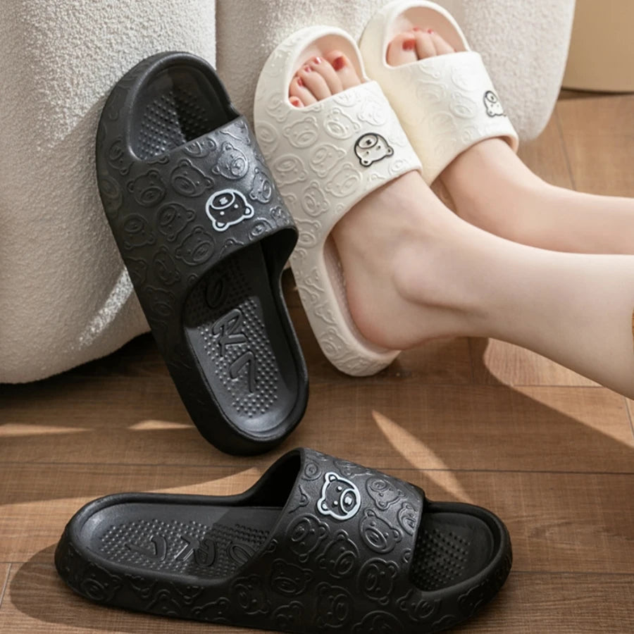 Women's Slippers Printting Cute Bear Cartoon Sandals Summer Indoor Soft Wear-resistant Anti-slip Lightness Couple Leisure Shoes