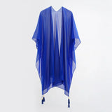 Simple Pure Color Chiffon Beach Bikini Cover Ups Swimwear Women Summer Sun Protection Cardigan Leisure Travel Cape Long