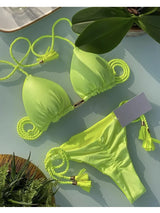 New Women Bikini Backless Rope Triangle Swimsuit Multicolor