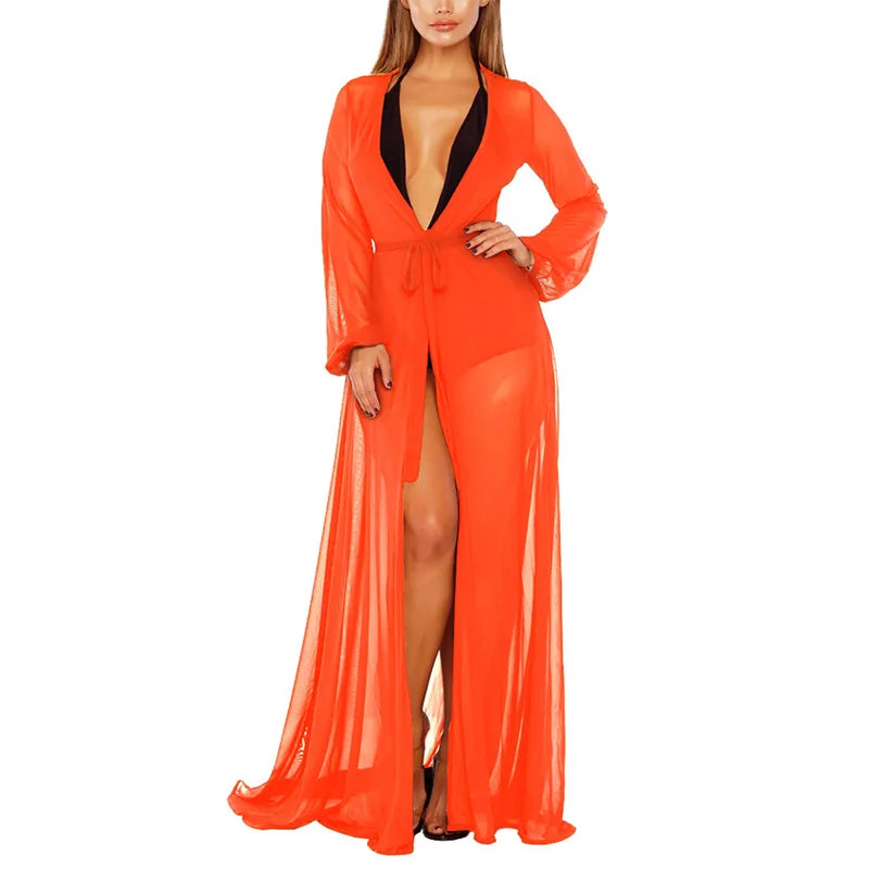 Women Solid Color Chiffon Kimono Summer Holiday Beach Cardigan Bikini Cover Up Wrap Beachwear Loose Clothes