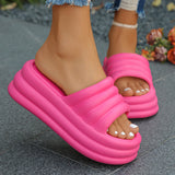 Hot Pink Chunky Platform Slippers Women Summer 2024 Thick Bottom Wedge Heels Sandals for Woman Non Slip Outdoor Flip Flops Mujer