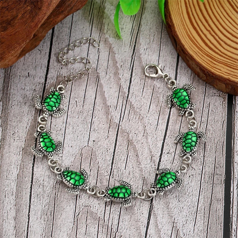 Bohemia Sea Turtle Bracelet For Women Starfish Seahorse Shell Pearl Adjustable Metal Chain Summer Beach Party Vacation Jewelry