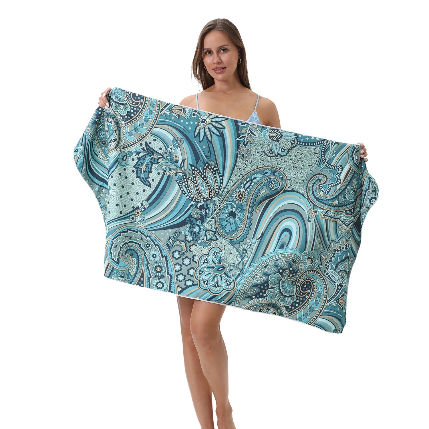DIZETION Absorbent and Quick-drying Beach Towel Microfiber Yoga Swimming Beach Towel Printed Seaside Bath Towel 70*140CM