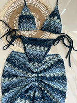 Luxury Design Women's Swimsuit Colored Maple Leaves Knitted Bikini Skirt Three-Piece Set Split Bikini Set