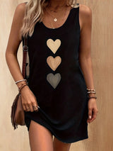 Women's Summer Sleeveless Tank Top Dress Sexy Women's summer loose sleeveless short mini dress with black print