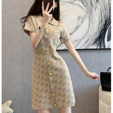 Trend Fashion Summer Sexy Dress Woman Short Crochet Chiffon Korean One-piece Loose Tunics Mini Knit Shirt Dresses for Women 2024