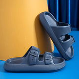 Fashion Buckle Thick Platform Slippers Women Home Soft Sole eva Cloud Slides Sandals Woman 2025 Summer Non Slip Beach Flip Flops