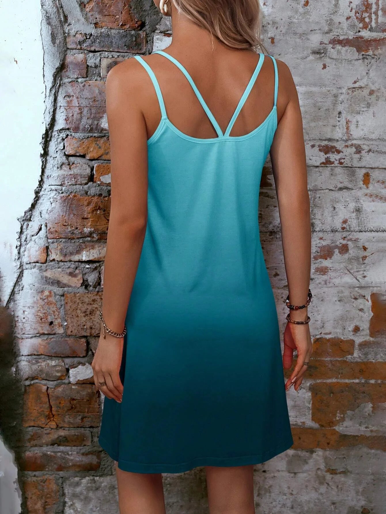 Crew-neck two-belt dress Resort style sleeveless dress for spring and summer women