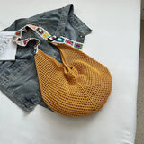 Korean Women's Woven One-shoulder Underarm Bag Large Capacity Commuter Beach Bag 2025 New Fashion Hand-held Net Bag Women's Bag
