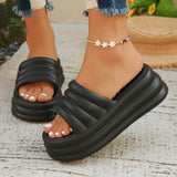 Hot Pink Chunky Platform Slippers Women Summer 2024 Thick Bottom Wedge Heels Sandals for Woman Non Slip Outdoor Flip Flops Mujer