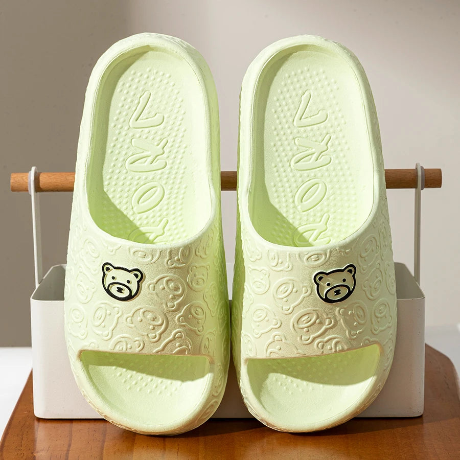 Women's Slippers Printting Cute Bear Cartoon Sandals Summer Indoor Soft Wear-resistant Anti-slip Lightness Couple Leisure Shoes