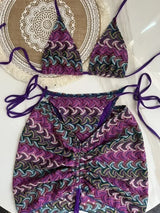 Luxury Design Women's Swimsuit Colored Maple Leaves Knitted Bikini Skirt Three-Piece Set Split Bikini Set
