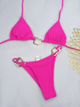 New Sexy Bikini Solid Color Lace-up Split Two-piece Swimsuit for Women