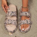 Summer Holiday Printing Soft Women Slippers Vacation Travel Beach Adjustable Double-buckle Sandals Pillow Platform Home Slippers